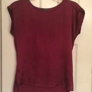 Maroon polyester front and rayon back top